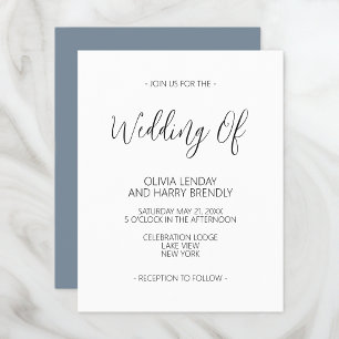 Lámina Invitación a la boda blanca azul turbulenta y eleg