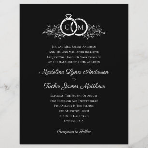 Lámina Invitación a la Boda Blanca Negra Minimalista de P