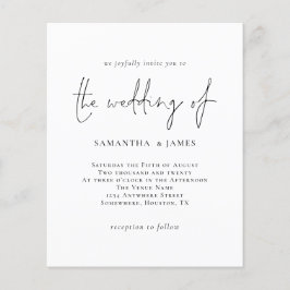 Lámina Invitación a la boda blanca simple con presupuesto