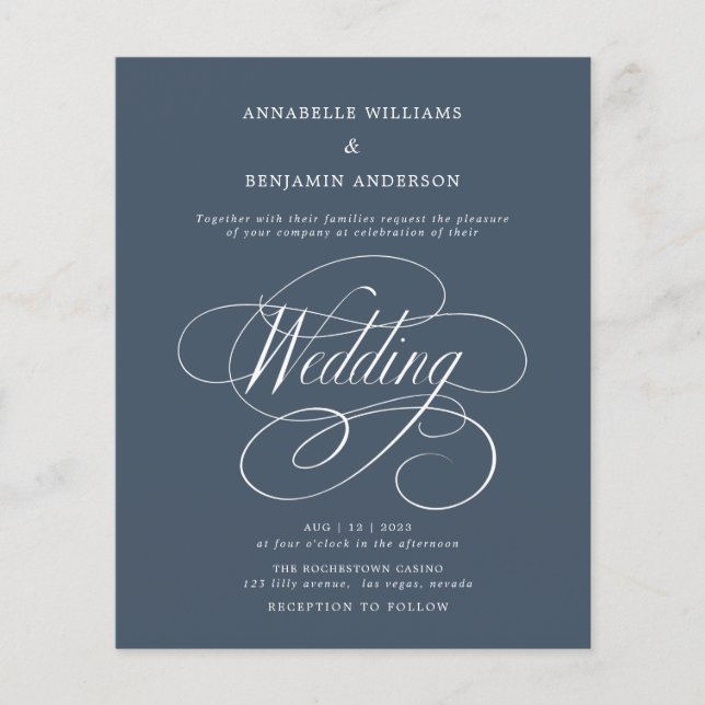 Lámina Invitación a la boda blanca y azul de la Marina Pr (Anverso)
