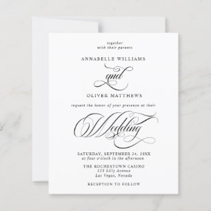 Lámina Invitación a la boda blanca y negra clásica de pre