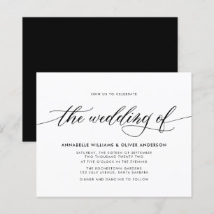 Lámina Invitación a la boda blanca y negra clásica de pre