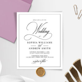 Lámina Invitación a la boda blanca y negra clásica de pre