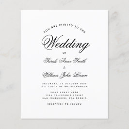 Lámina Invitación a la boda blanca y negra con presupuest