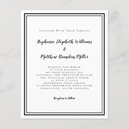 Lámina Invitación a la boda blanca y negra con presupuest
