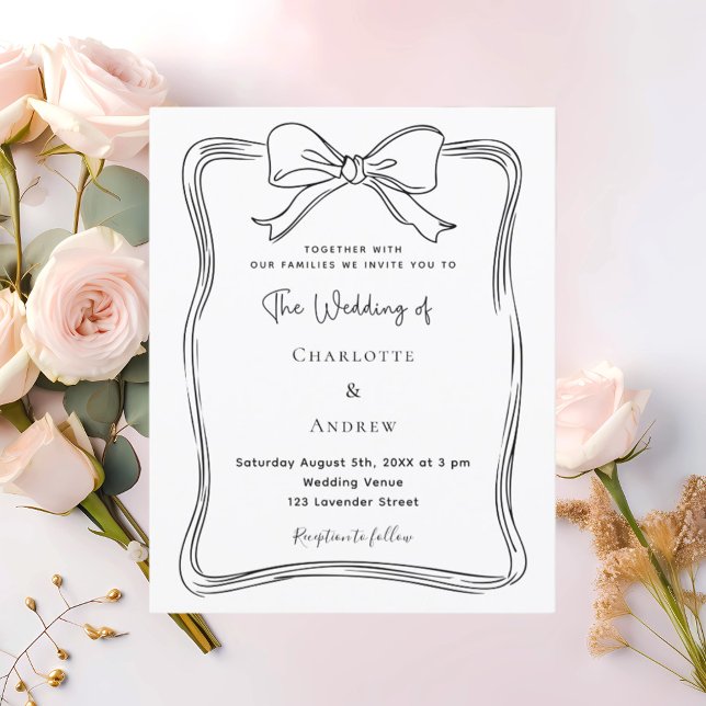 Lámina Invitación a la boda blanca y negra dibujada a man (Subido por el creador)