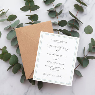 Lámina Invitación a la boda blanca y verde sabio