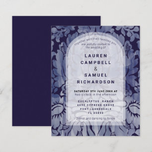 Lámina Invitación a la boda Blue Damask de la Marina Eleg