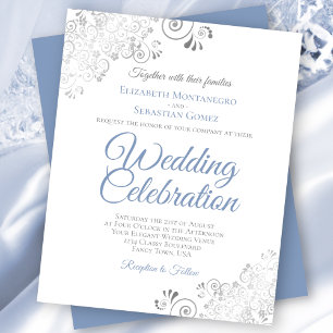 Lámina Invitación a la boda Blue & White BUDGET Curls