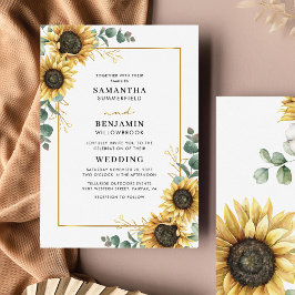 Lámina Invitación a la boda botánica de Eucalyptus Sunflo