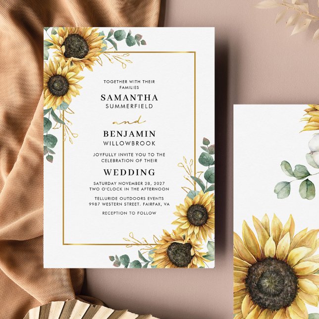 Lámina Invitación a la boda botánica de Eucalyptus Sunflo (Subido por el creador)