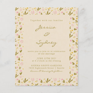 Lámina Invitación a la boda botánica de la primavera del