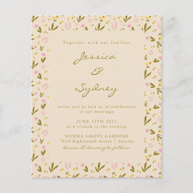 Lámina Invitación a la boda botánica de la primavera del  (Anverso)