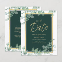 Invitación a la Boda Botánica de Oro Verde Esmeral