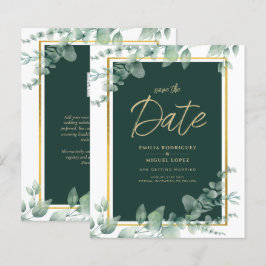 Lámina Invitación a la Boda Botánica de Oro Verde Esmeral