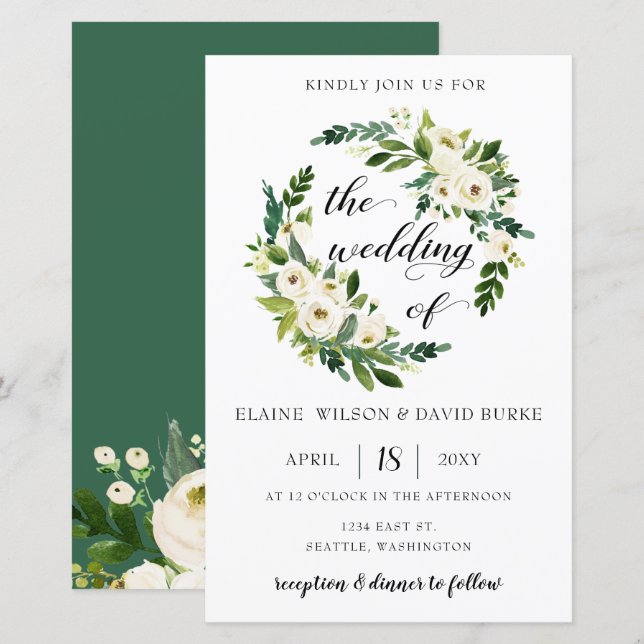 Lámina Invitación a la Boda Botánica de Verdor Presupuest (Anverso / Reverso)