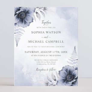 Lámina Invitación a la Boda Botánica Dusty Blue Floral