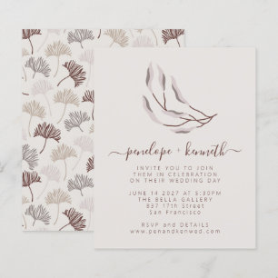 Lámina Invitación a la boda botánica neutral de naturalez