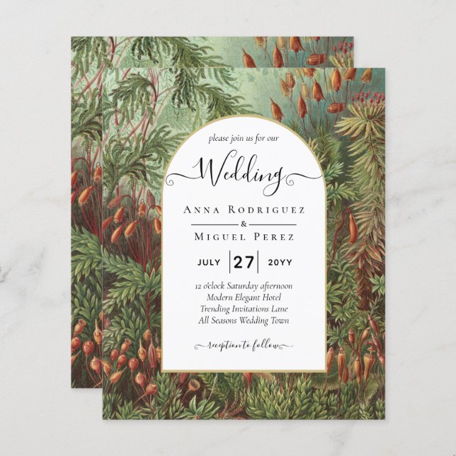 Lámina Invitación a la Boda Botánica Verde de Terracota V (Anverso / Reverso)