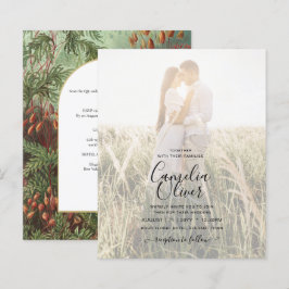 Lámina Invitación a la Boda Botánica Verde de Terracota V