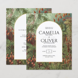 Lámina Invitación a la Boda Botánica Verde de Terracota V