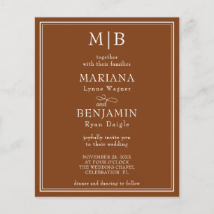 Lámina Invitación a la boda Brown de borde moderno de pre