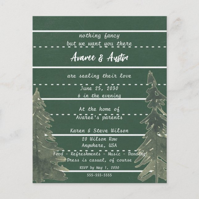 Lámina Invitación a la Boda Casual de Chalkboard Escolar (Anverso)