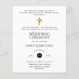 Lámina Invitación a la boda católica blanca y negra