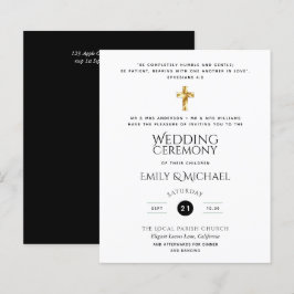 Lámina Invitación a la boda católica blanca y negra