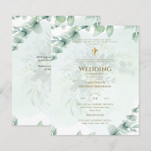 Lámina Invitación a la boda católica Verdor Botánico