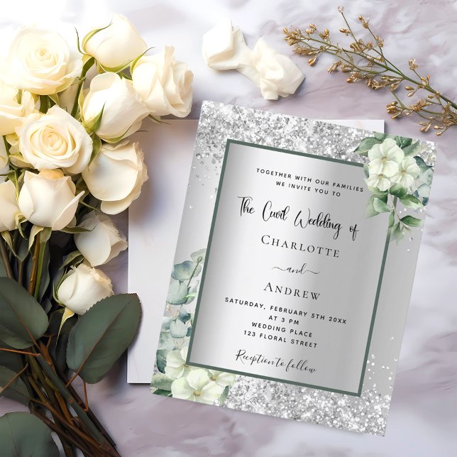 Lámina Invitación a la boda civil floral y blanca platead (Subido por el creador)