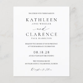 Lámina Invitación a la boda clásica blanca y negra