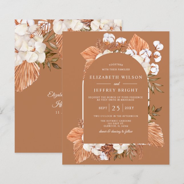 Lámina Invitación a la boda con arco de la Terracota Pamp (Anverso / Reverso)