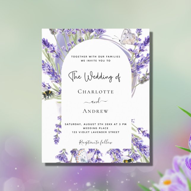 Lámina Invitación a la boda con arco floral de lavanda pr (Subido por el creador)