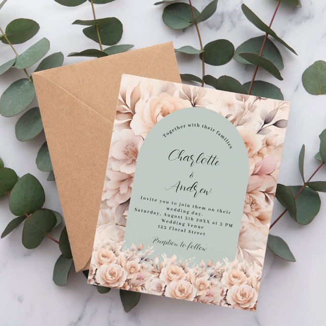 Lámina invitación a la boda con arco verde de sabio Rosa (Subido por el creador)