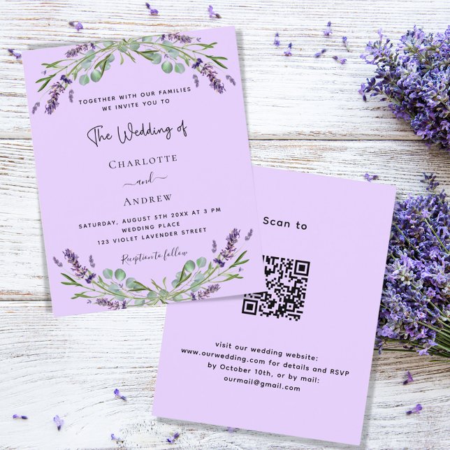 Lámina Invitación a la boda con el código QR de Lavender  (Subido por el creador)