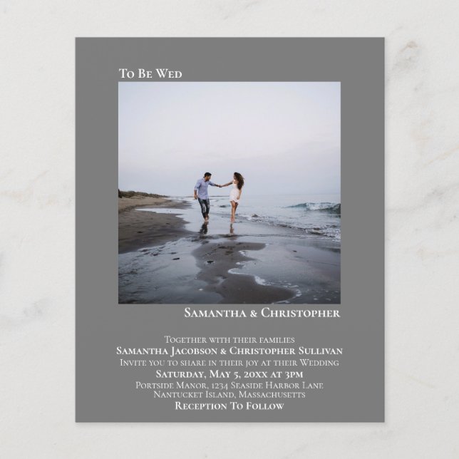 Lámina Invitación a la boda con el presupuesto gris de la (Anverso)