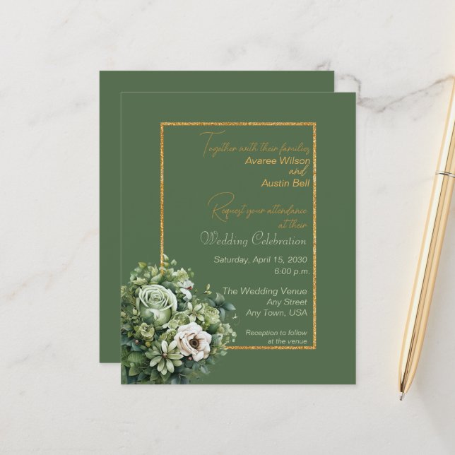 Lámina Invitación a la boda con el Rosa blanco con el Bou (Anverso/Reverso In Situ)