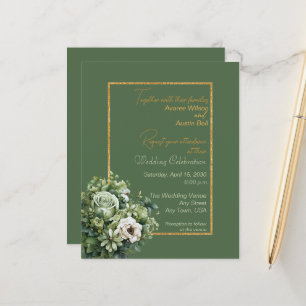 Lámina Invitación a la boda con el Rosa blanco con el Bou