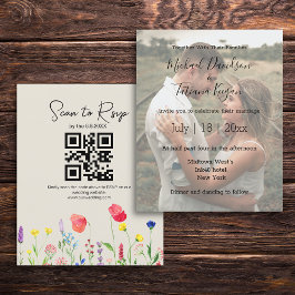 Lámina invitación a la boda con foto de wildflowers qr co
