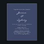 Lámina Invitación a la boda con guión azul de la marina m<br><div class="desc">Invitación a la boda del guión azul de la marina moderna Minimalista</div>