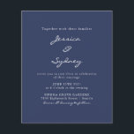 Lámina Invitación a la boda con guión azul de la marina m<br><div class="desc">Invitación a la boda del guión azul de la marina moderna Minimalista</div>