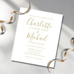 Lámina Invitación a la boda con guión de oro de presupues<br><div class="desc">Con nombres de estilo característico,  esta elegante invitación a una boda económica puede ser personalizada con su información en letras de oro de moda. Diseñado por Thisisnotme©</div>