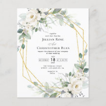 invitación a la boda con marco floral blanco eucal
