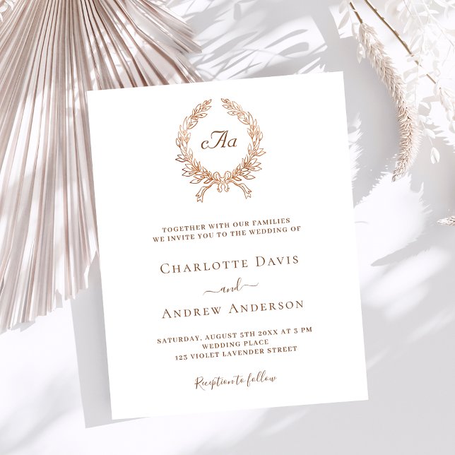 Lámina Invitación a la boda con monograma de oro de rosa  (Subido por el creador)