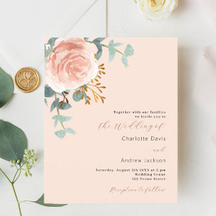 Lámina Invitación a la boda con presupuesto de melocotón 