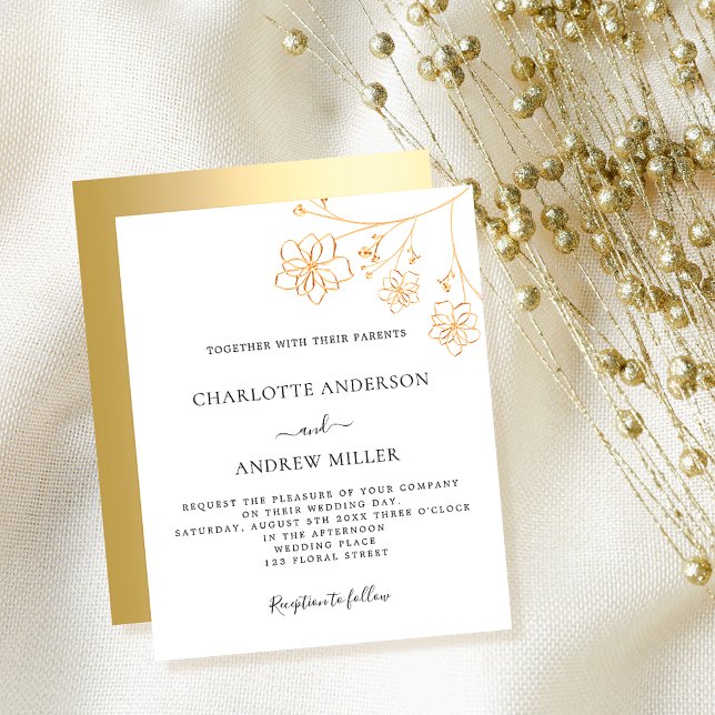 Lámina Invitación a la boda con presupuesto floral de oro (Subido por el creador)