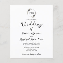 Lámina Invitación a la boda con presupuesto floral monogr
