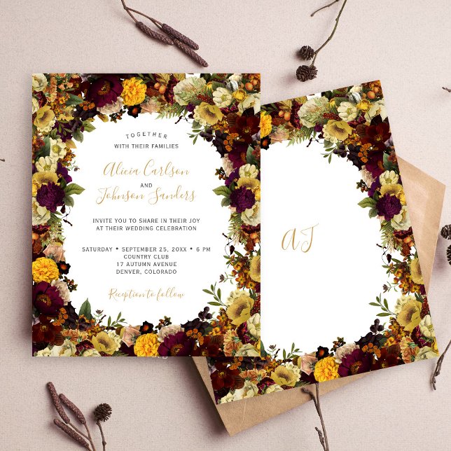 Lámina Invitación a la boda con presupuesto floral otoño (Subido por el creador)