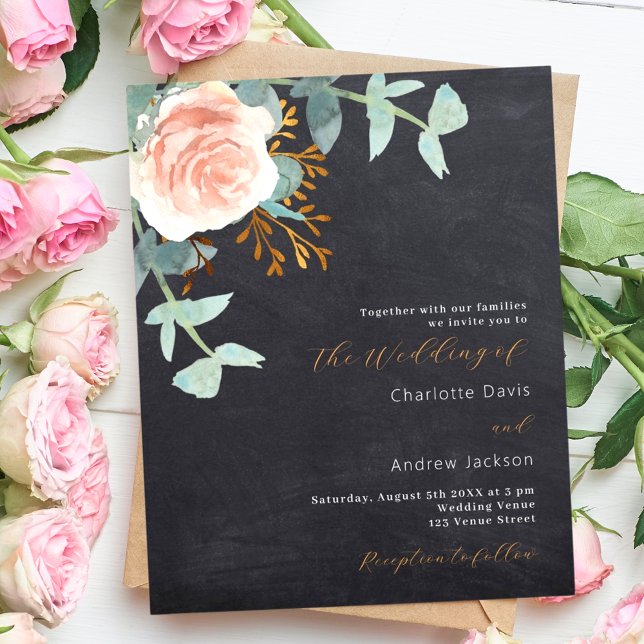 Lámina Invitación a la boda con presupuesto floral rosa C (Subido por el creador)